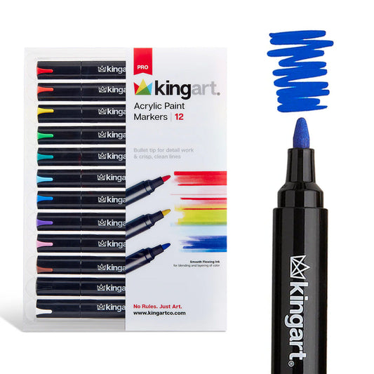 PRO Acrylic Paint Markers - 2mm Bullet Tip - 12 Classic Colors