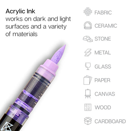 PRO Acrylic Paint Brush Pens - 12 Pastel Colors