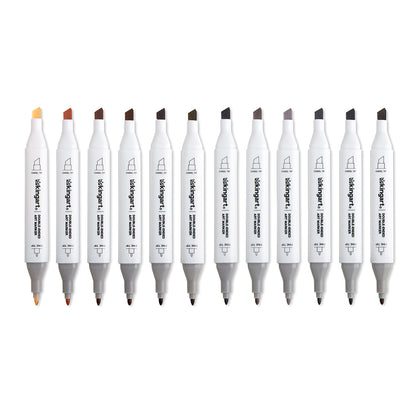 PRO Double-Ended Alcohol Markers - 12 Neutral Colors