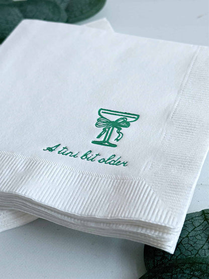 A Tini Bit Older Cocktail Napkins - Green Bow