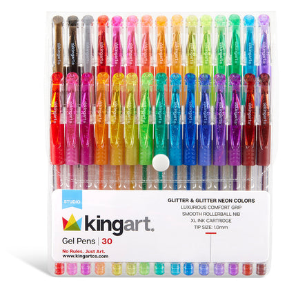 Gel Pens - Comfort Grip - 30 Glitter Colors