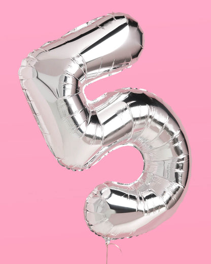 25 Number Balloons - 40" silver foil balloons