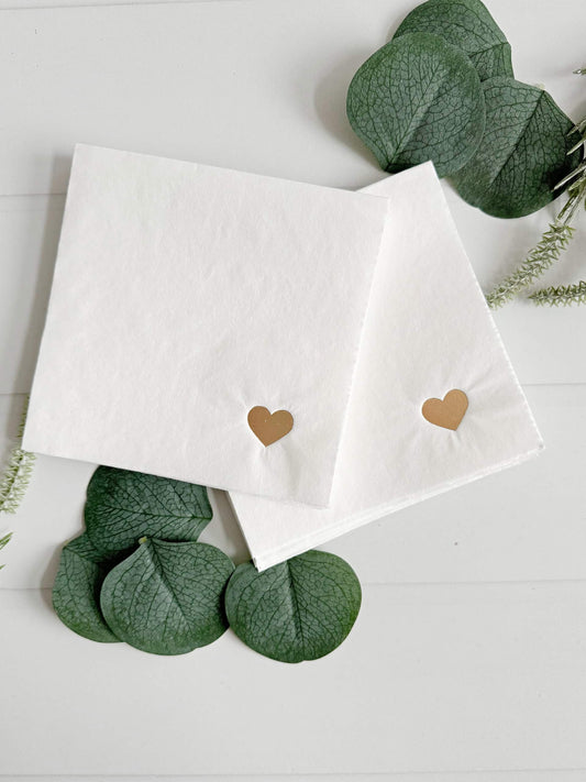 Dainty Gold Heart Cocktail Napkins