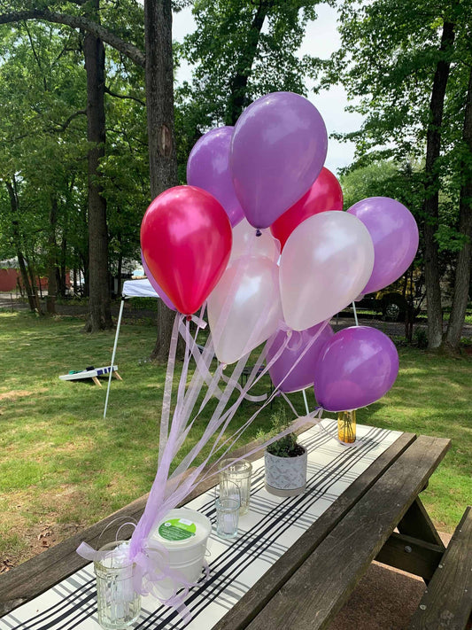 Lavender, Lilac, Fuchsia & White Pearl Balloon Bouquet - 12 Pack Party Balloons
