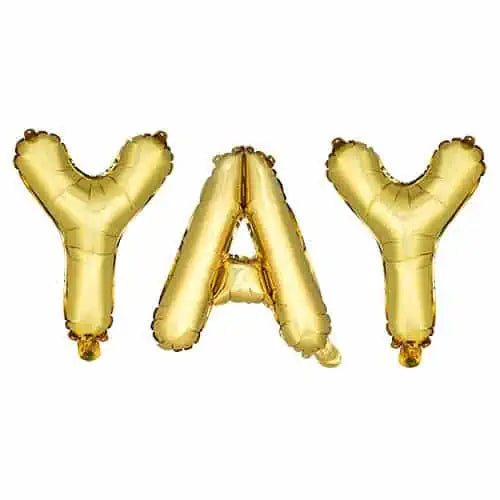 Gold YAY Mylar Balloon | 14" letter balloon