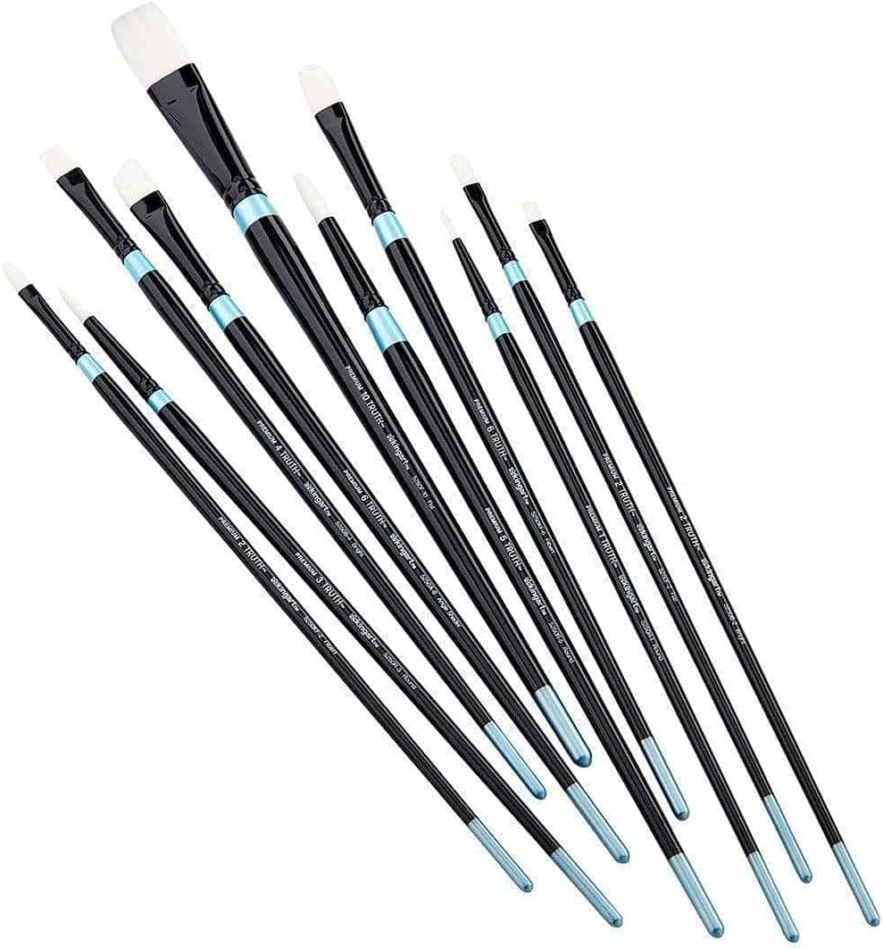 White Nylon Long Handle Brush Set 10 pc