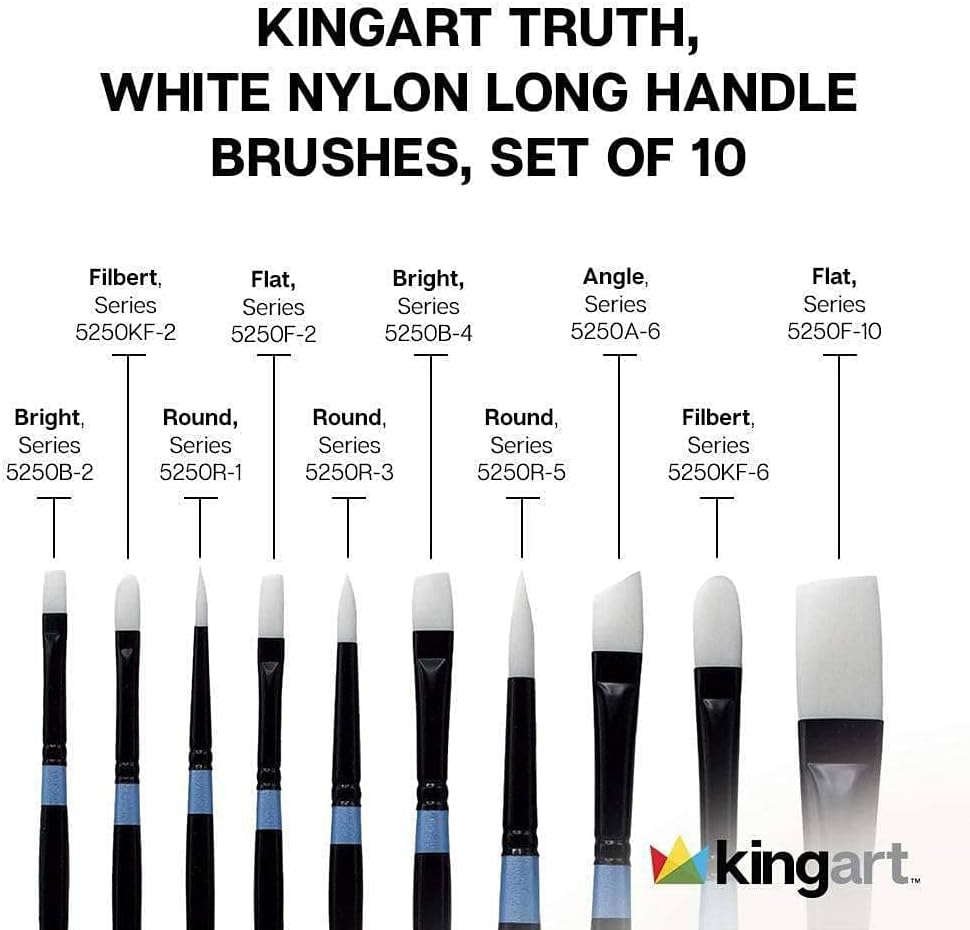 White Nylon Long Handle Brush Set 10 pc