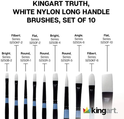 White Nylon Long Handle Brush Set 10 pc