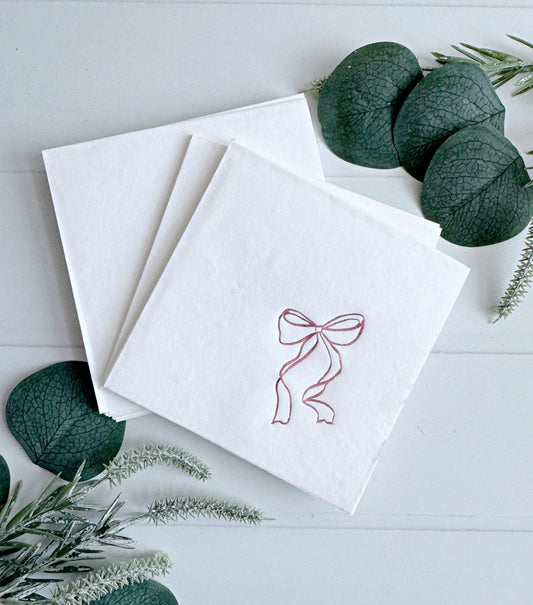 Pink Coquette Bow Cocktail Napkins – Pink Foil Bow Napkins for Bridal Showers & Birthday Parties