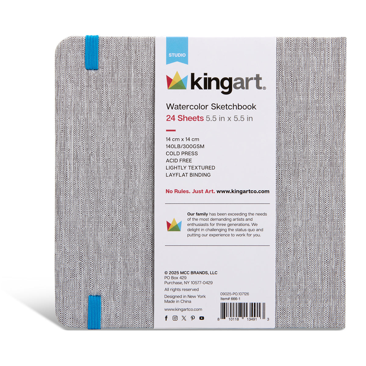 Hardcover Watercolor Sketchbook - 5.5” x 5.5” 140lb (300g) - 24 Sheets