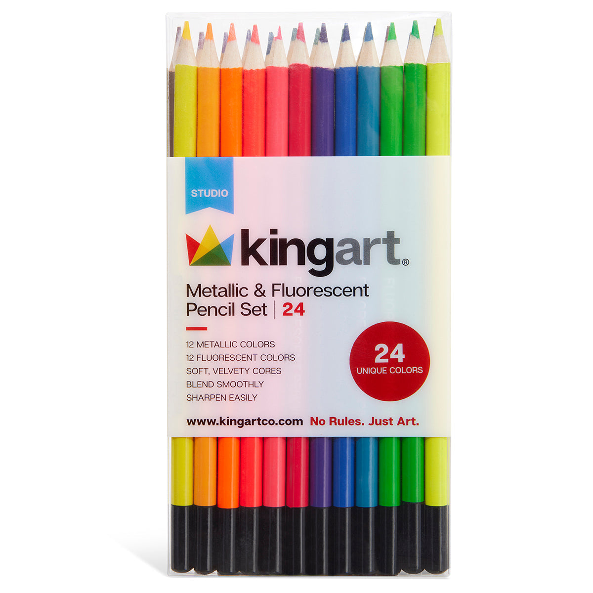 Studio Colored Pencils Set - Metallic & Neon Colors - 24 pc