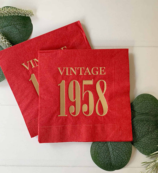 Vintage 1958 Cocktail Napkins - 66th Birthday