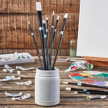 White Nylon Long Handle Brush Set 10 pc