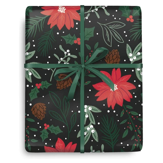 Holly Day Cheer PoinSettia Wrapping Paper - 10FT