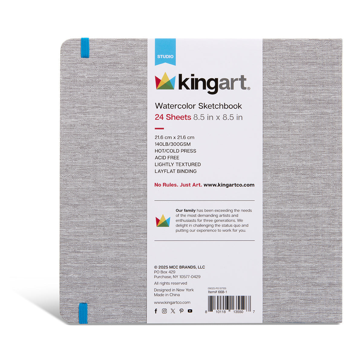 Hardcover Watercolor Sketchbook - 8.5” x 8.5” 140lb (300g) - 24 Sheets