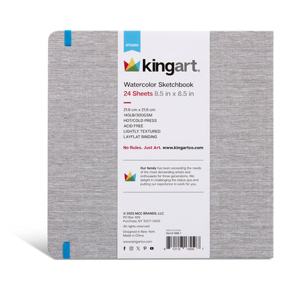 Hardcover Watercolor Sketchbook - 8.5” x 8.5” 140lb (300g) - 24 Sheets