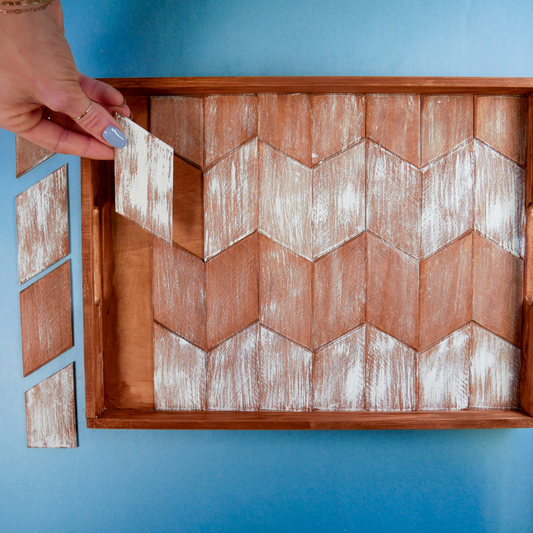 Chevron Wood Tray Kit
