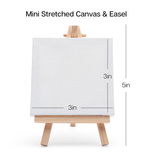 Mini Easel & Canvas Set, 3” x 3”, 8 pc