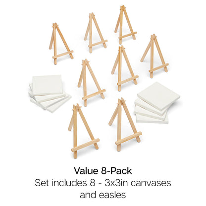 Mini Easel & Canvas Set, 3” x 3”, 8 pc