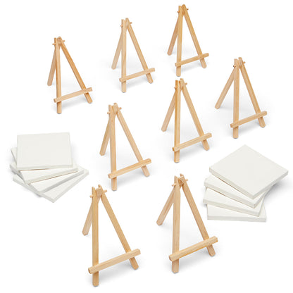 Mini Easel & Canvas Set 4” x 4”, 8 pc