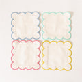 Cocktail Napkins - White, Pastel Scalloped Edges (4 Colors)