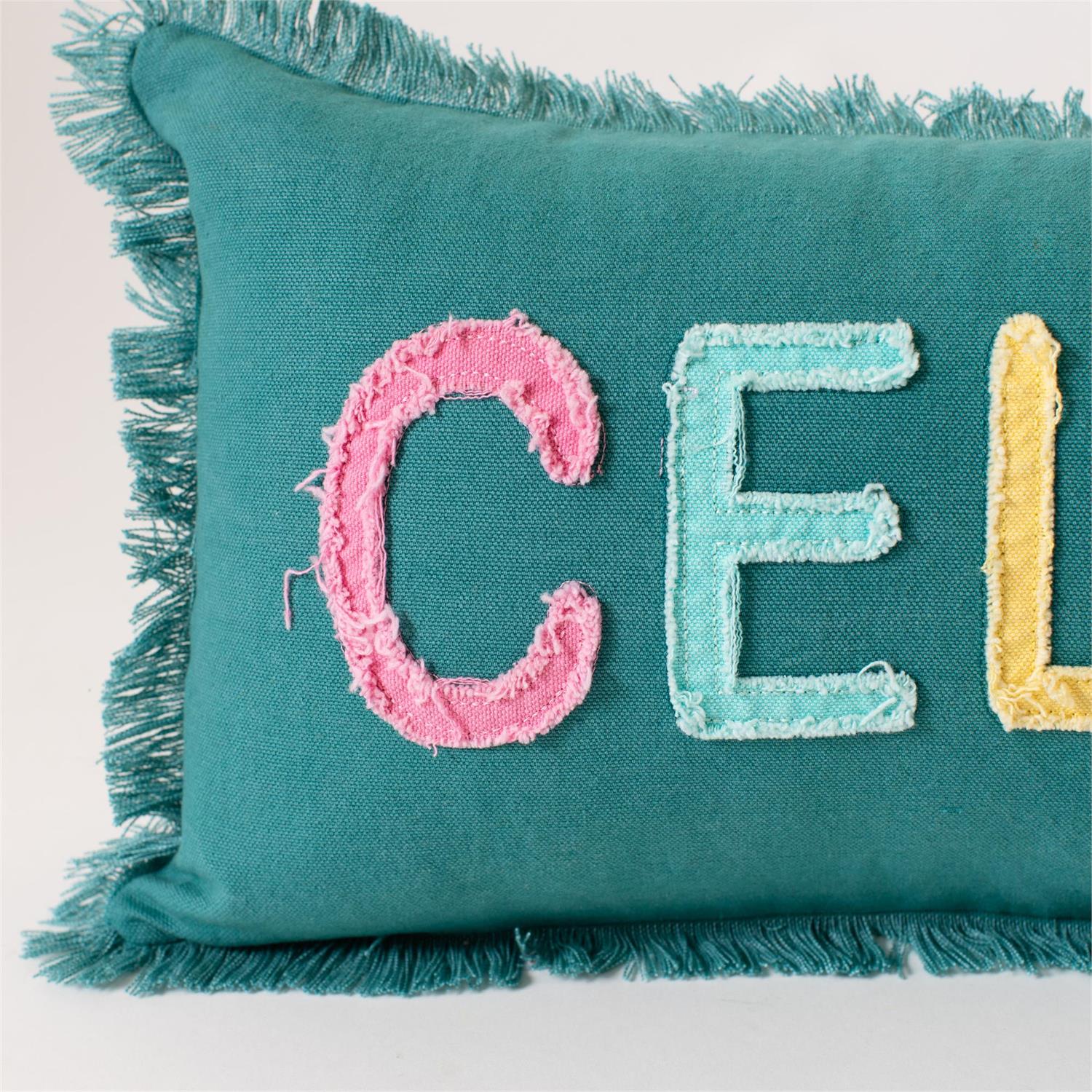 Lumbar Pillow - Raggy Applique Celebrate
