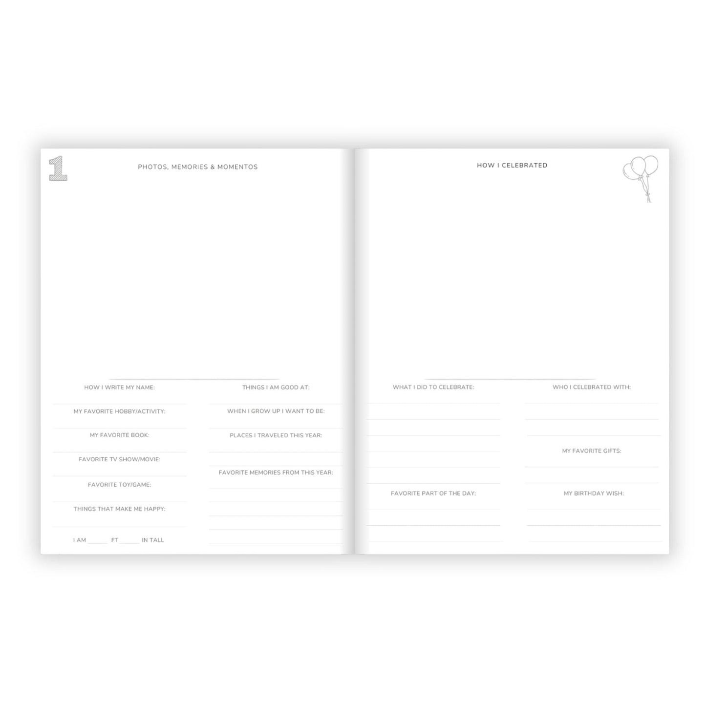 Birthday Memory Book- Blush Stripes