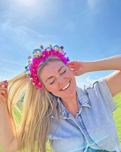 Pink Disco Ball Party Novelty Headband