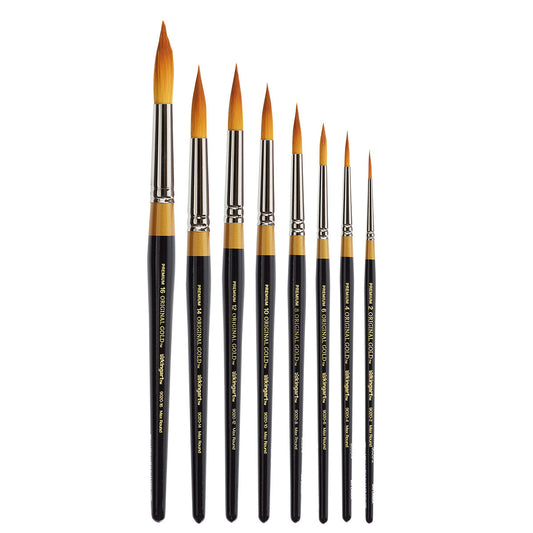 Original Gold® 9020 Ultra Round™ Golden Taklon Brush Set - 8 pc