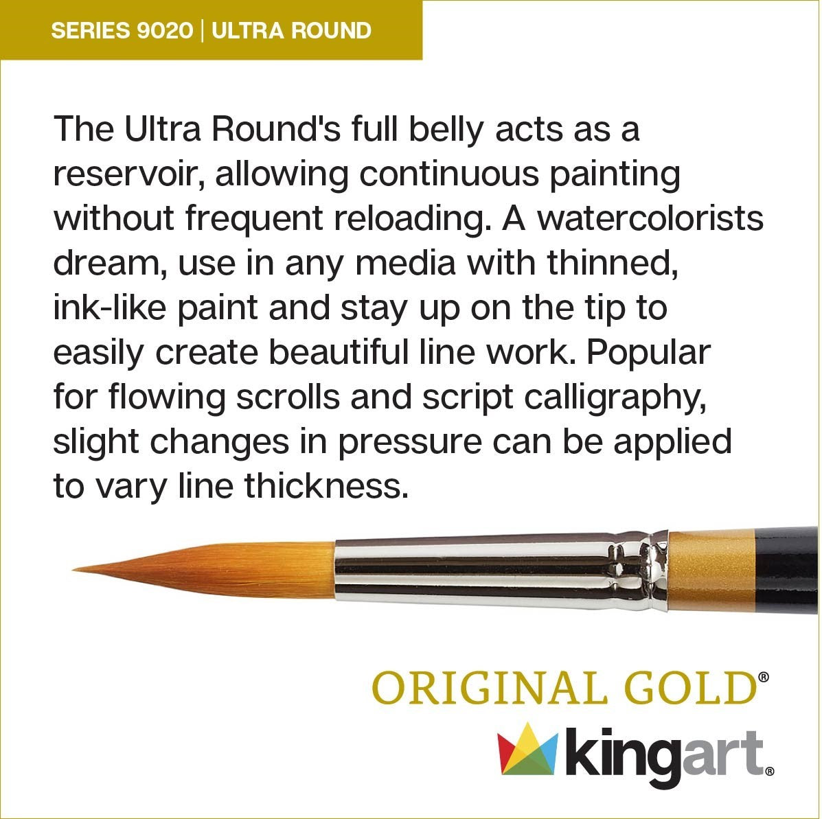Original Gold® 9020 Ultra Round™ Golden Taklon Brush Set - 8 pc
