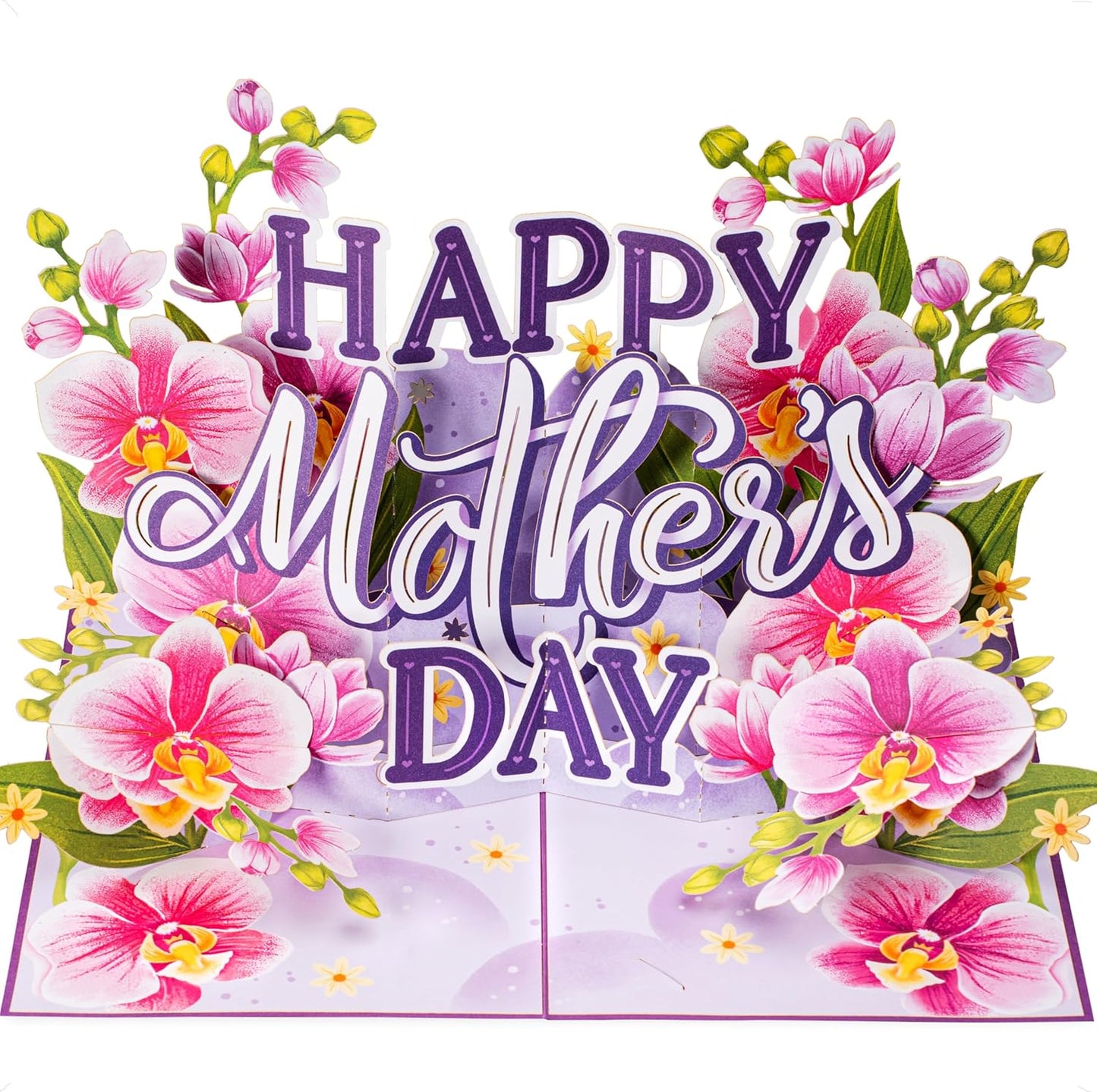 Happy Mothers Day Orchids Pop Up Card - 5" x 7"