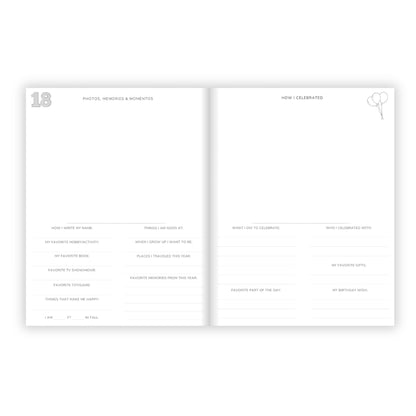 Birthday Memory Book- Blush Stripes
