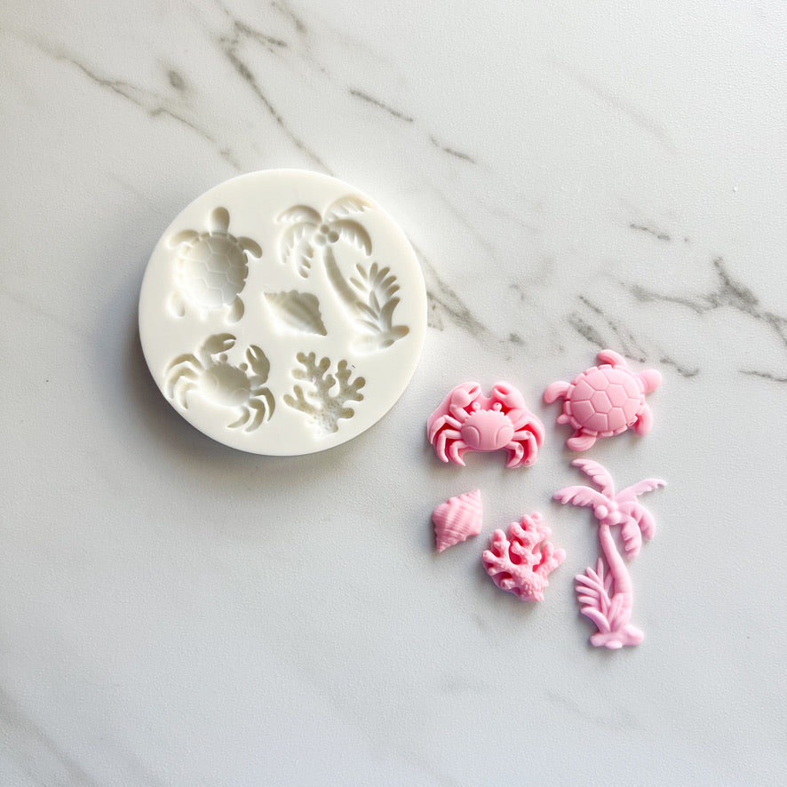 UNDER THE SEA TURTLE CRAB AND PALM TREE MOLD