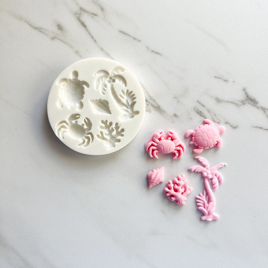 UNDER THE SEA TURTLE CRAB AND PALM TREE MOLD