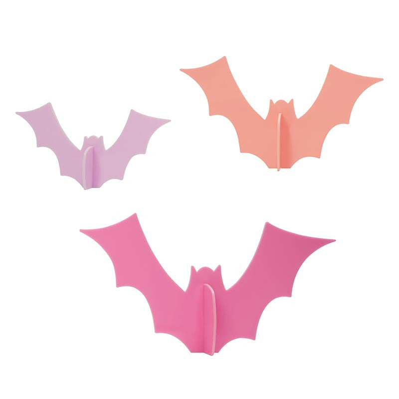 Acrylic Decoration - Bats - Pink - Set of 3