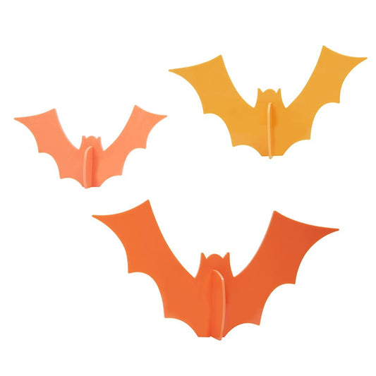 Acrylic Decoration - Bats -  Orange - Set of 3