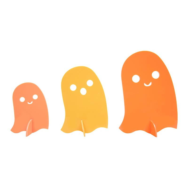Acrylic Decoration - Ghosts - Set of 3  Orange