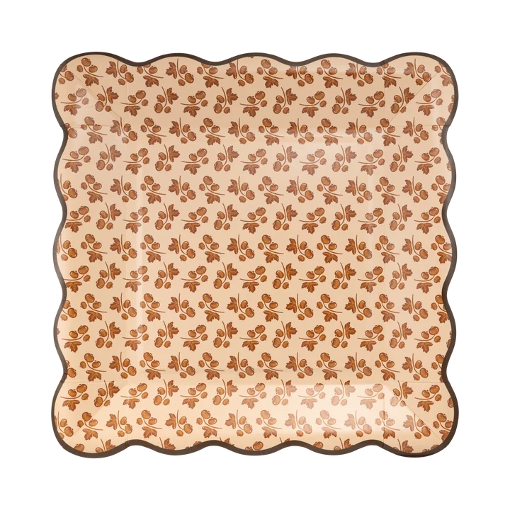 Autumn Block Print Paper Plates