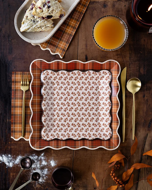 Autumn Block Print Paper Plates