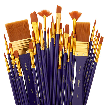 Studio Mixed Media Gold Nylon Brush Set - 30 pc