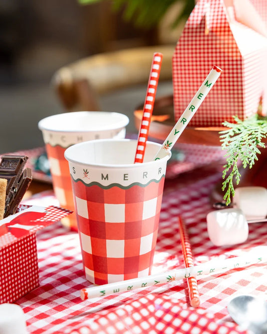 Merry Christmas Gingham Party Cup