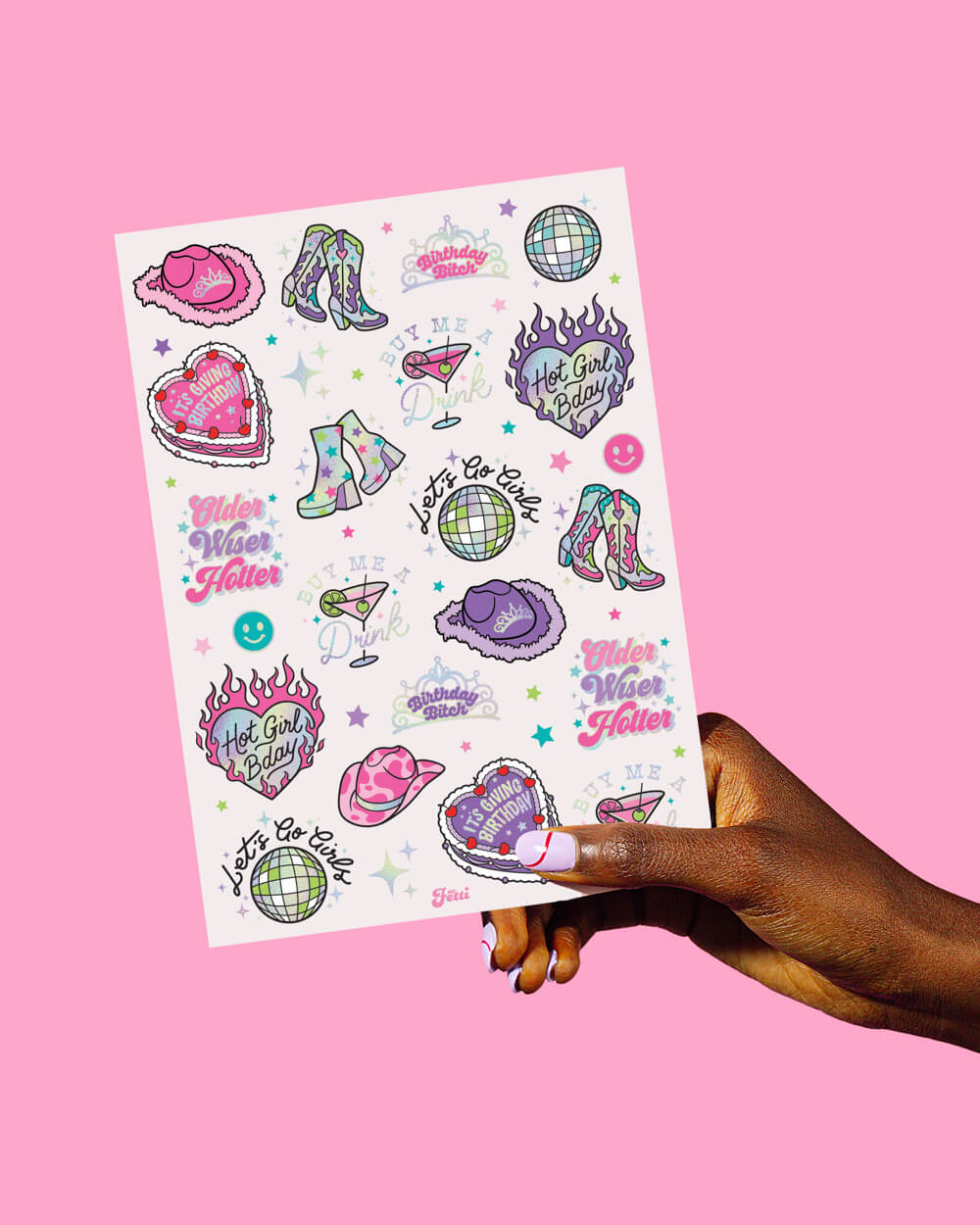 Shimmer Bday Girl Pack - banner, tats + tiara