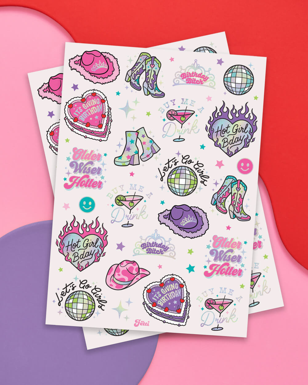Hot Girl Bday Tats - 44 foil temporary tattoos