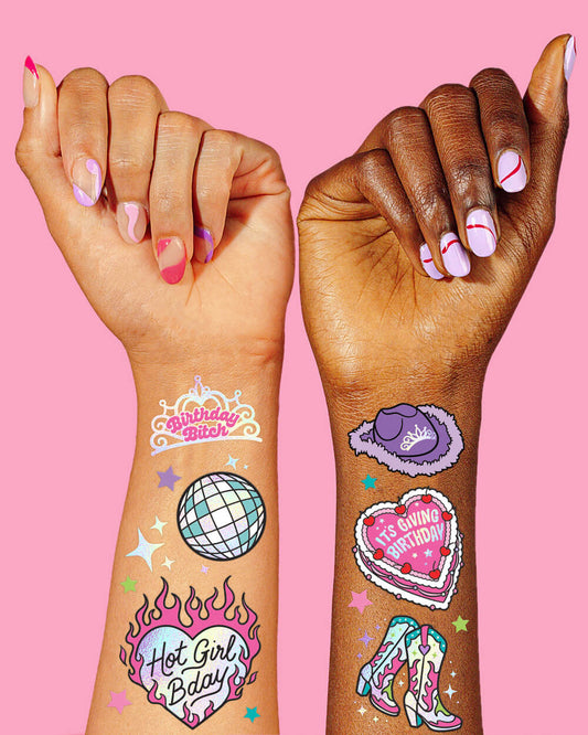 Shimmer Bday Girl Pack - banner, tats + tiara