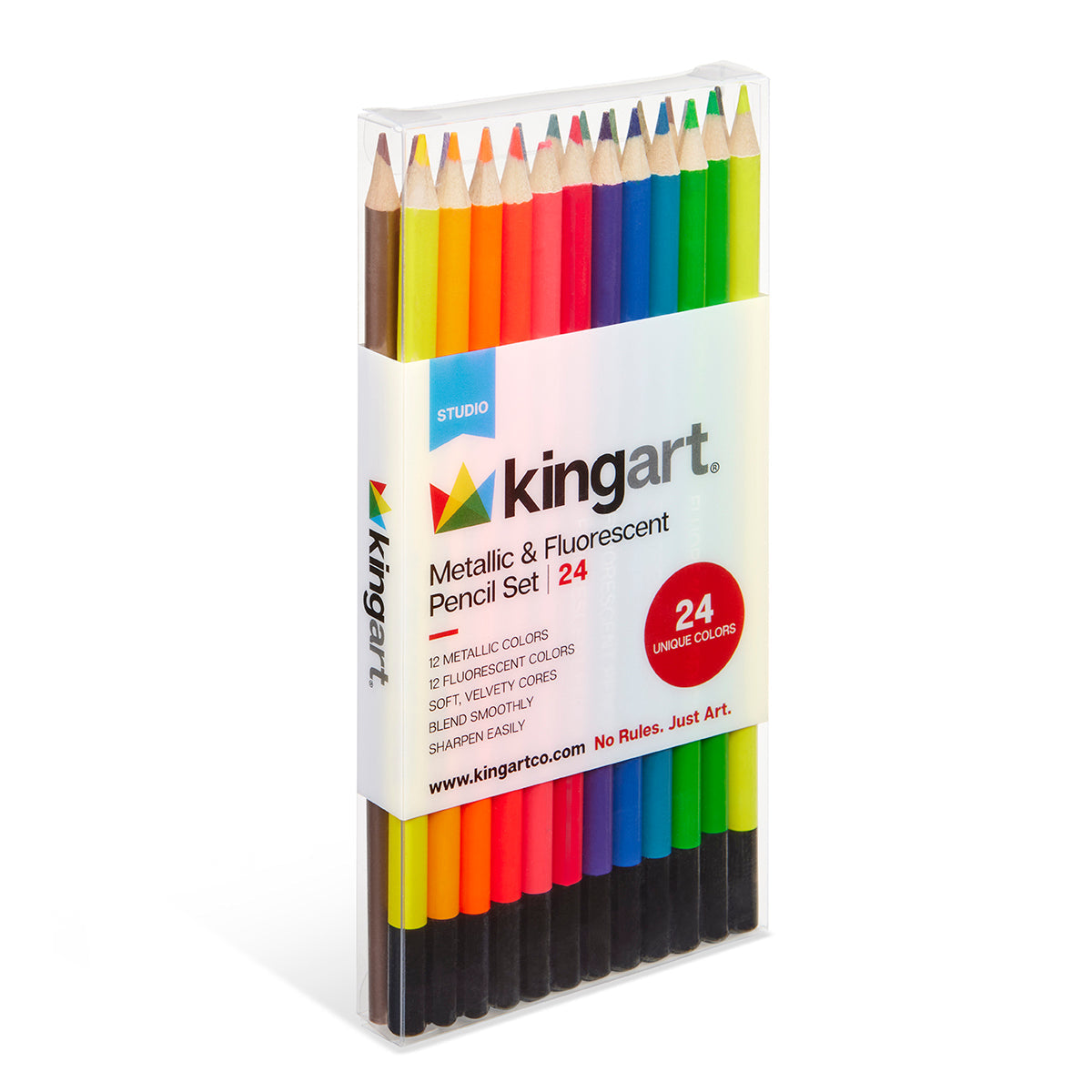 Studio Colored Pencils Set - Metallic & Neon Colors - 24 pc