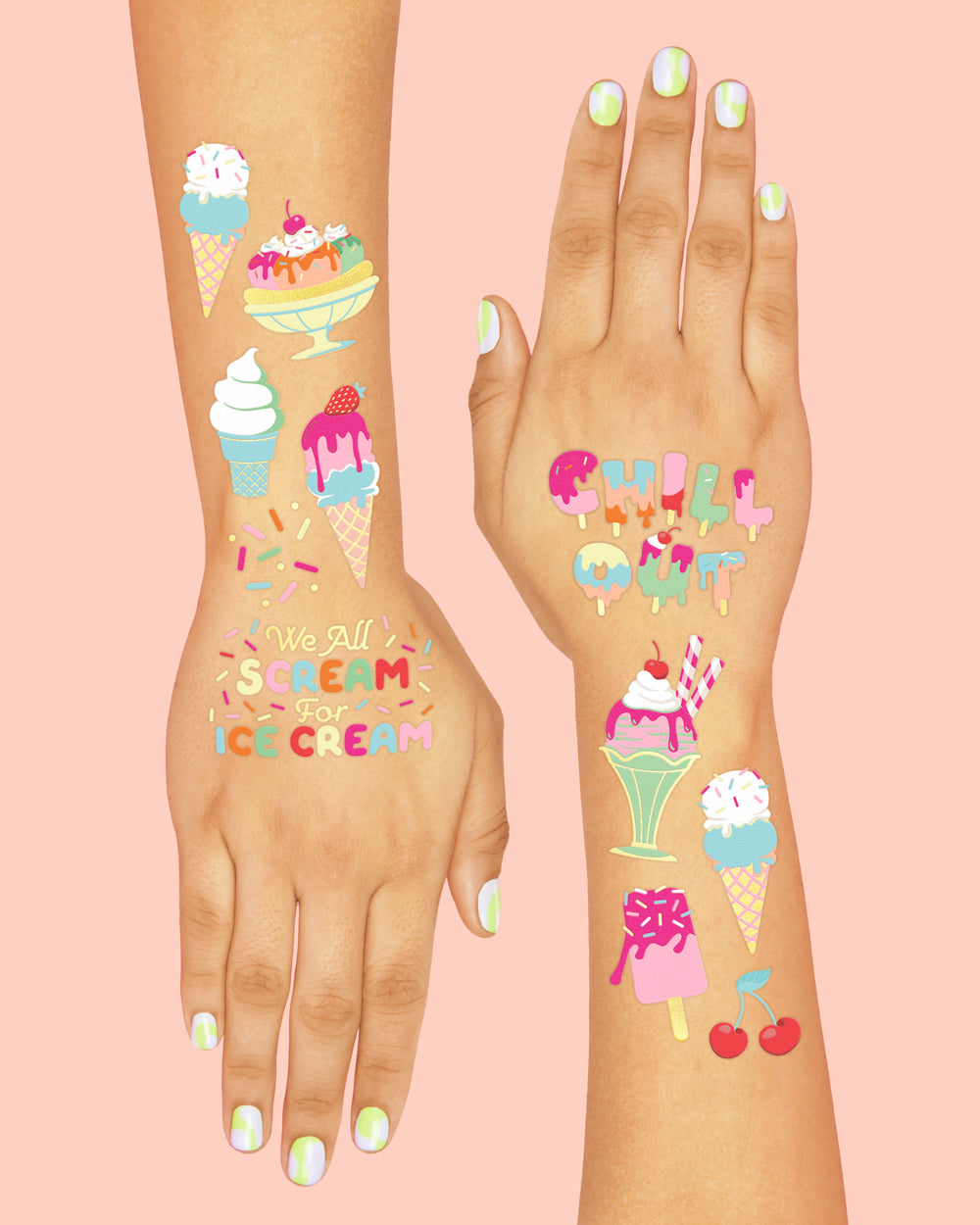 Chill Out Tats - 56 foil temporary tattoos