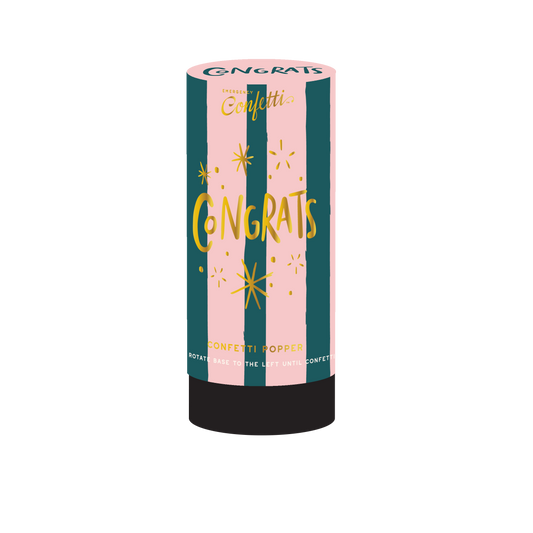 Congrats Confetti Popper- pink/navy