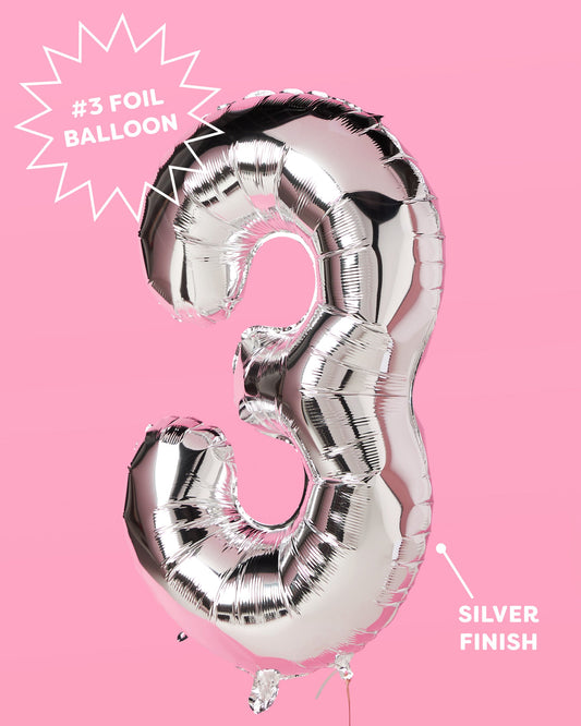 30 Number Balloons - 40" silver foil balloons