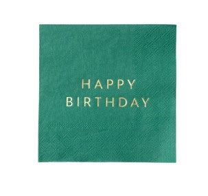 Emerald Green Signature Happy Birthday Cocktail Napkins