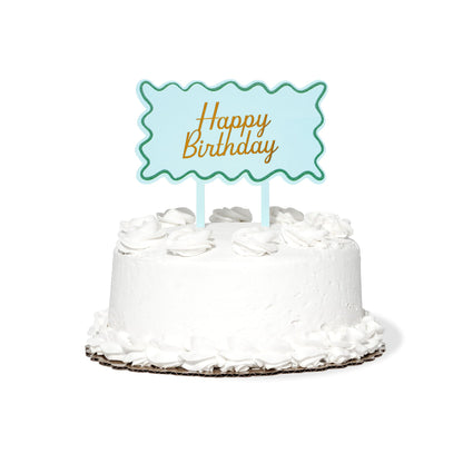 Blue & Green Birthday Acrylic Cake Topper
